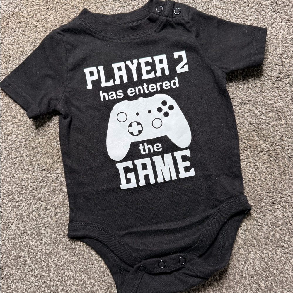 Player 2 Has Entered the Game Baby Onesie | Baby Gamer Outfit | 3-6 M